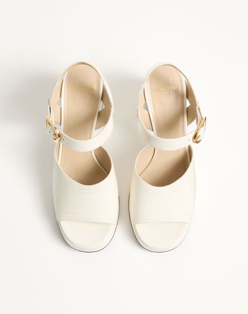 Valentino Garavani - Fawcette Platform Sandal In Polished Calfskin 100mm - Ivory - Woman - Sandals